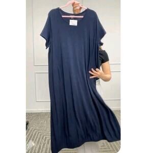Eileen Fisher Lantern Fine Jersey Dress Ink/Navy Size 1X NWT